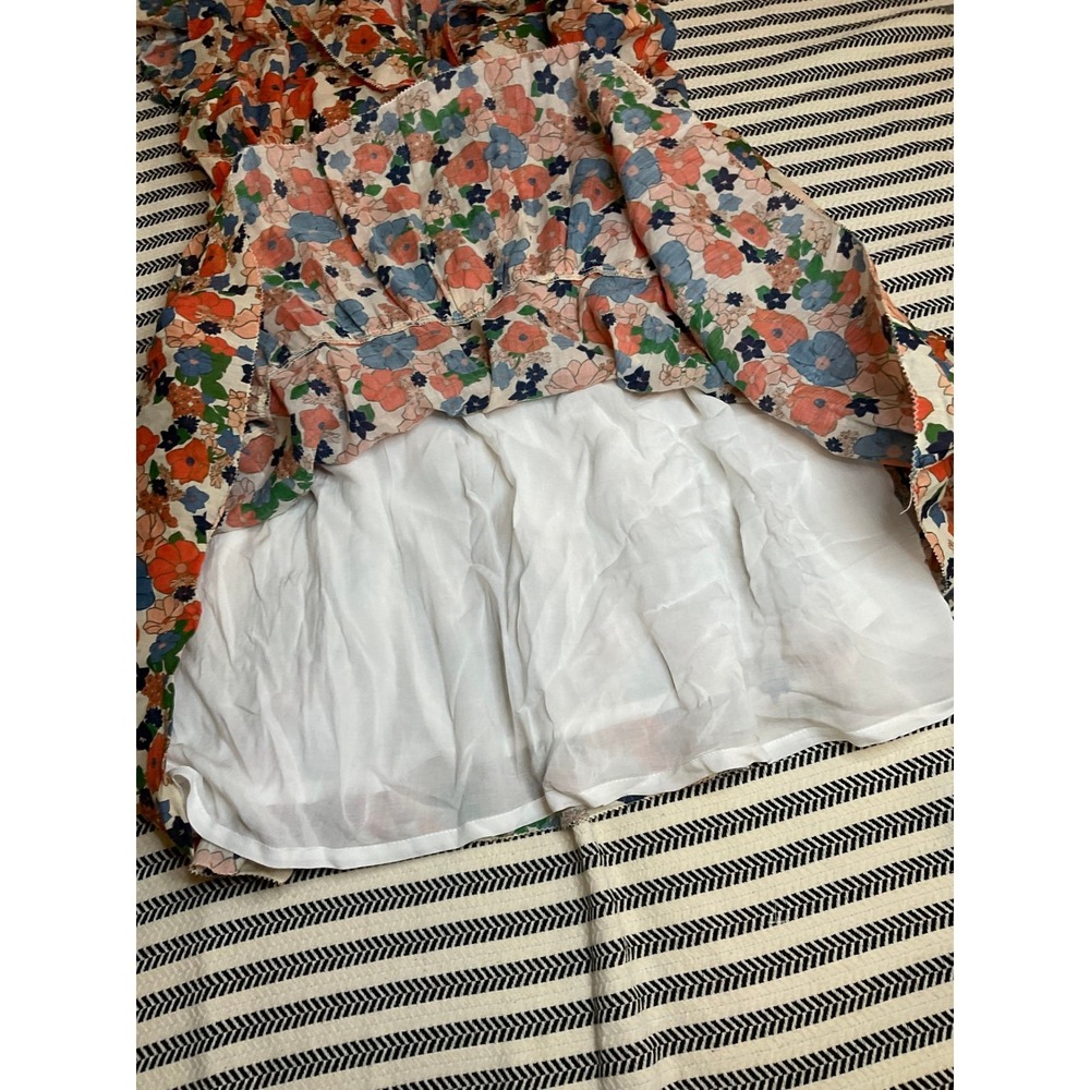 Birds of Paradis by Trovata Floral Ruffle V Neck Smocked Waist Dress, Large - Picture 7 of 12